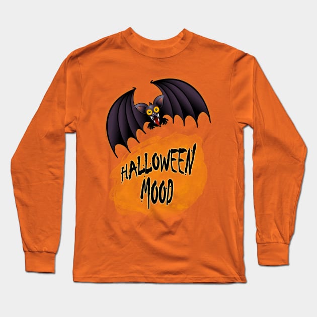 Halloween Mood Bat Cartoon Long Sleeve T-Shirt by BluedarkArt